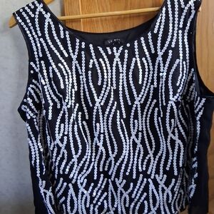 Chic Black and Silver Sequin Blouse